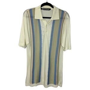 Venezzi VGT Sweater Polo Shirt Knit Pullover Striped Short Sleeve M